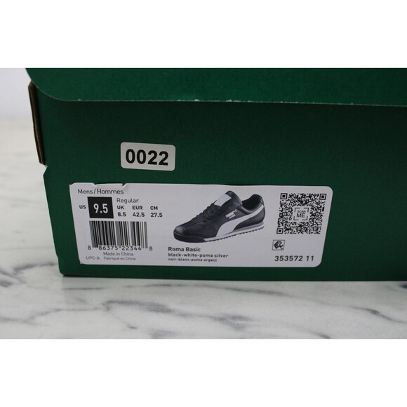 PUMA Roma Basic Black White Silver Men's (US 9.5) NEW IN BOX-353572-11 - Picture 10 of 10